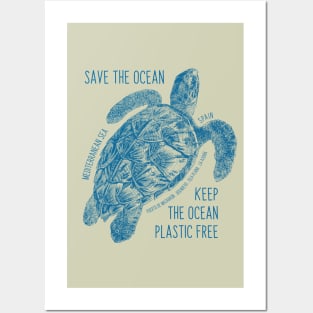 Save the Ocean - Sea Turtle Posters and Art